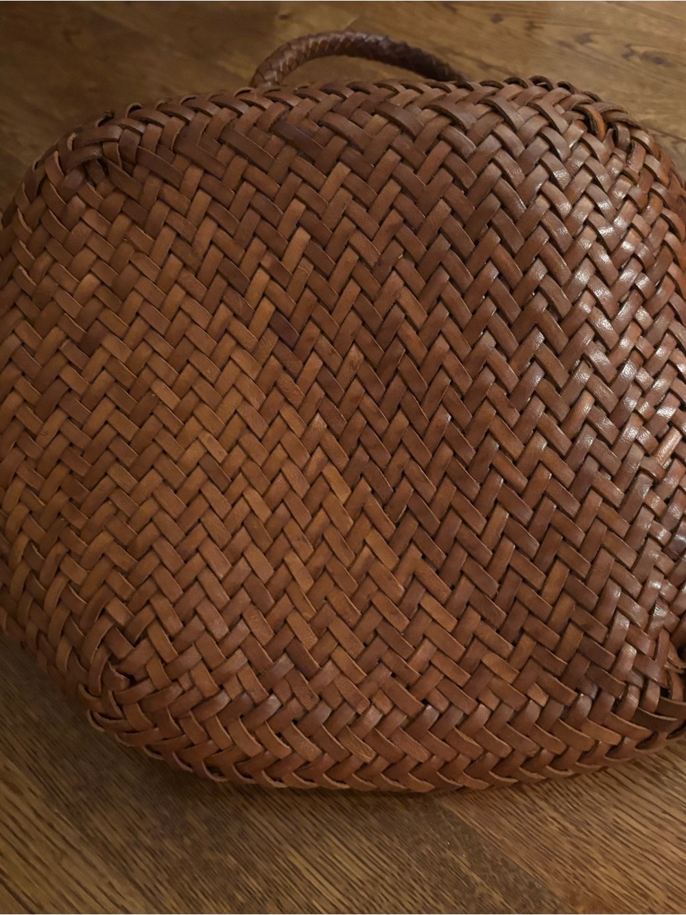 DRAGON DIFFUSION Woven Leather Tote Bag in Saddle Brown - Picture 13 of 15